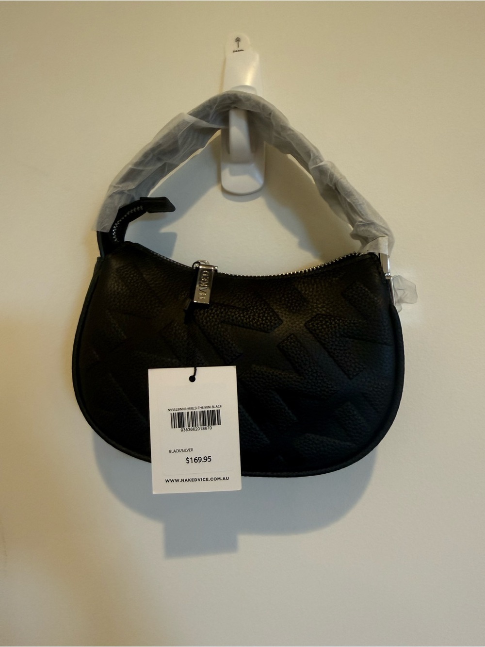 NWT Nakedvice The Mini Black Shoulder Bag Silver Hardware BNWT